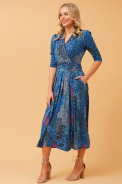 Stella GRACE PEACOCK PRINT MIDI DRESS -Femme Connection Sales 007398c4c1705a6e20ad8e9f7c78f36c