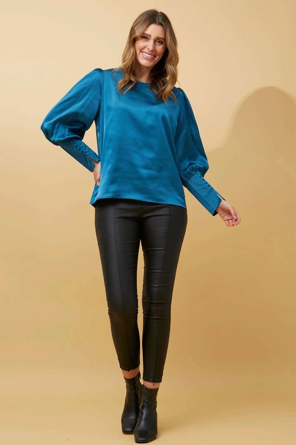 DOM BALLOON SLEEVE SATIN BLOUSE 4 DOM BALLOON SLEEVE SATIN BLOUSE - Image 2