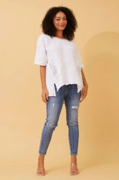 PAM SEQUIN PATCH LINEN TOP -Femme Connection Sales 013864ac1580319362ccf7734f5688bb