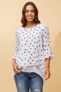 RUMI DOUBLE LAYER DOTTED TUNIC TOP -Femme Connection Sales 01e6485b6cb99943494a61b72a4a15e5
