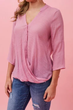 AMITY ROLL UP SLEEVE DRAPE TOP -Femme Connection Sales 02f9838bce413a4e4281796ea5c5979e