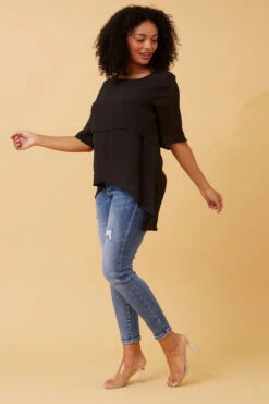 DOUBLE LAYERED ASYMMETRICAL HEM TOP -Femme Connection Sales 0365d99ec667f2f7c17700fcfd032af6
