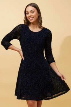 CAMILA FLOCKING PRINT LACE SHORT DRESS -Femme Connection Sales 03797ae77a6feb894785bceb2683e6d6