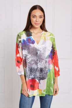 FLORAL PLEATED TUNIC TOP -Femme Connection Sales 0445d94b2f55d0ee16e9b202cda54b32