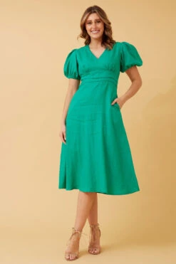 ALINA LINEN MIDI DRESS -Femme Connection Sales 0455769ab44c3bd5b2ff7bea823a4983