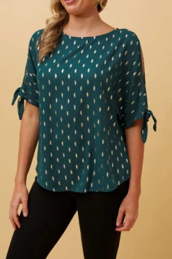 COLD SHOULDER FOIL PRINT BLOUSE -Femme Connection Sales 04dbc6d209b27562e7d7273dfce8b418