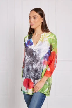 FLORAL PLEATED TUNIC TOP -Femme Connection Sales 04e8a3ac7728adc2b1483e0778ce9e1a