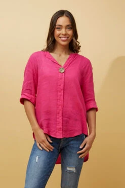 PALERMO BUTTON DETAIL LINEN TOP 39 PALERMO BUTTON DETAIL LINEN TOP -Femme Connection Sales 0540587b2768fb2e182a881ca15c28fa