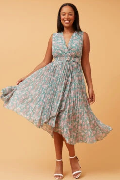 REBA SLEEVELESS FLORAL PLEATED DRESS 13 REBA SLEEVELESS FLORAL PLEATED DRESS -Femme Connection Sales 05be058902dd74041da15a3c28ff4590