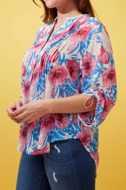 FLORAL PLEATED BLOUSE -Femme Connection Sales 064de9b8a9e8849ed78cb52b7becb3a2