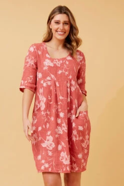 PISA LINEN FLORAL SHORT DRESS -Femme Connection Sales 06970355ce1ff37686034028a67b4eb8