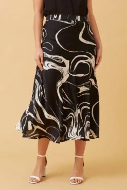 CYRUS ABSTRACT PRINT MIDI SKIRT