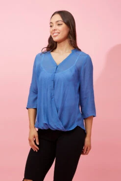 AMITY ROLL UP SLEEVE DRAPE TOP -Femme Connection Sales 087d89f601fdc59a8add823189a01841