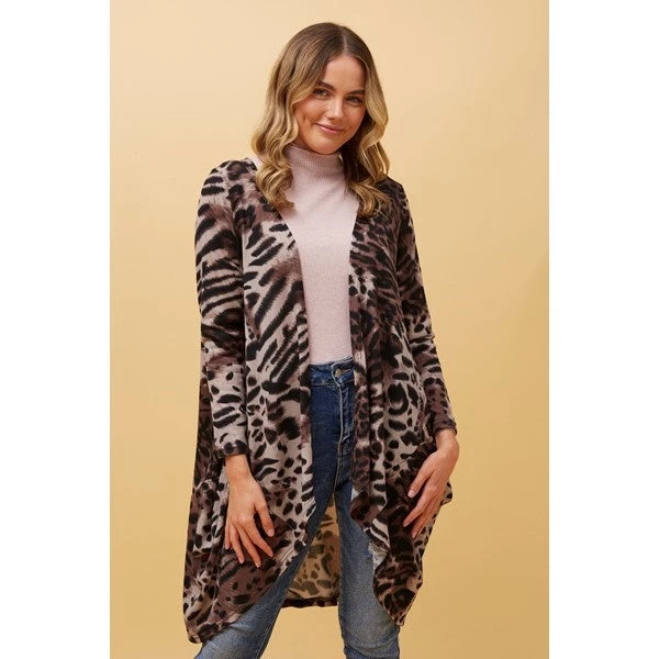 AIDEN ANIMAL PRINT WATERFALL CARDIGAN 11 AIDEN ANIMAL PRINT WATERFALL CARDIGAN - Image 10