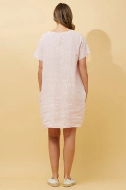 PRIANNA STRIPE LINEN SHORT DRESS -Femme Connection Sales 09f43cacb12692fcf4e3c0a67e257733