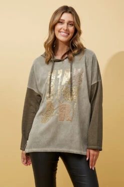 SONATA FOIL PRINT HOODED TOP -Femme Connection Sales 0c2f466ac8e43430d861696b32f0daa1