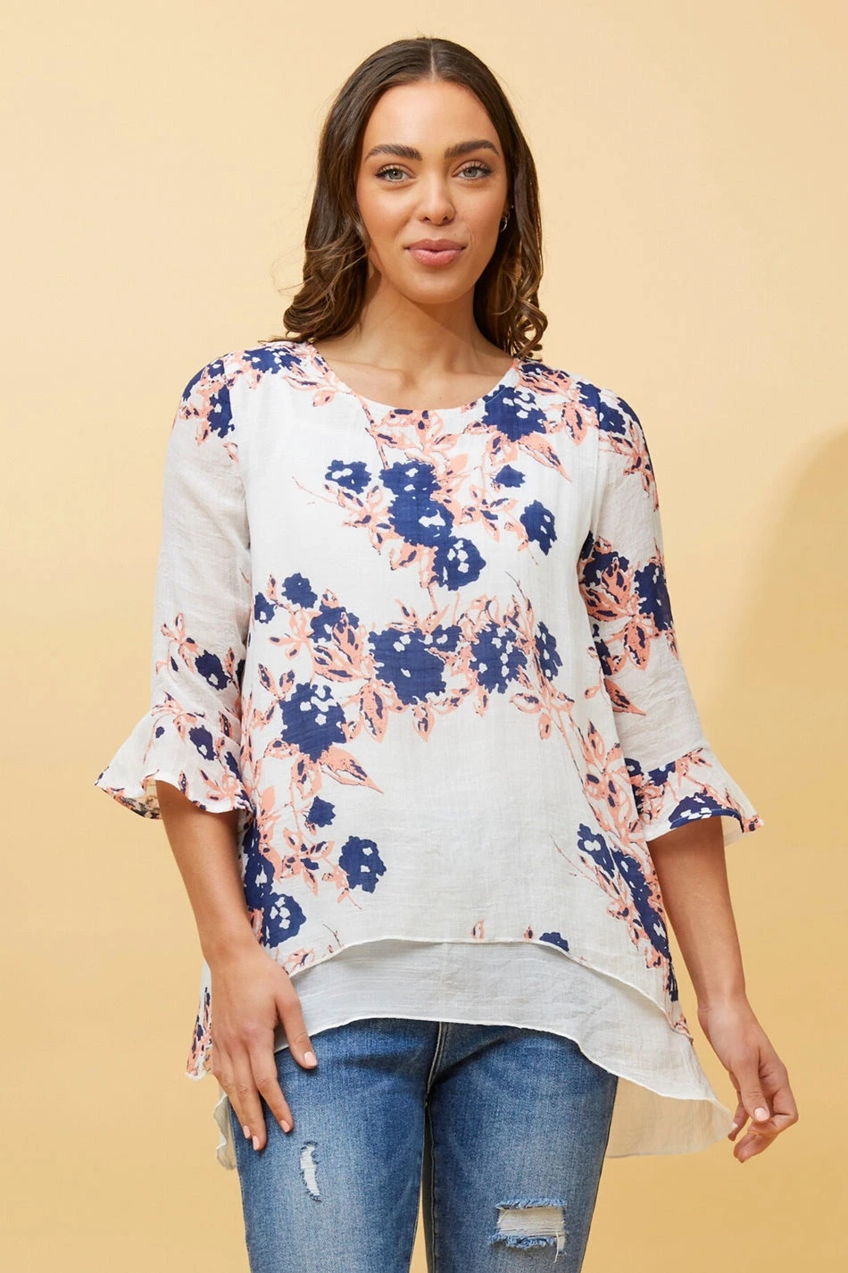 RUMI DOUBLE LAYER FLORAL TUNIC TOP 5 RUMI DOUBLE LAYER FLORAL TUNIC TOP - Image 3