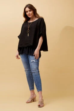 GIANA OVERSIZED DOUBLE LAYERED LINEN TOP -Femme Connection Sales 10626093c8521131a6a7e7aa791aa1bc