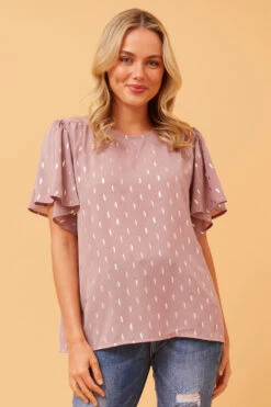 CANDICE GOLD FOIL PRINT TOP -Femme Connection Sales 10a8a3afddc53cf33b6b1b58cbbb1c1e