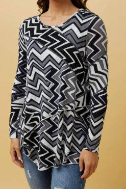 BOBBI ZIG ZAG PRINT DOUBLE LAYERED TOP -Femme Connection Sales 11cb9a3d805e73f5ad9311cd506f6d55