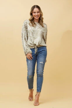 ROSALEE ZEBRA PRINT SATIN TOP