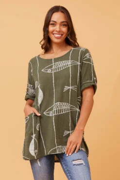 VALERIA FISH PRINT TOP -Femme Connection Sales 1418a4a3d0ebe63d3d3e8b3a67222fa8