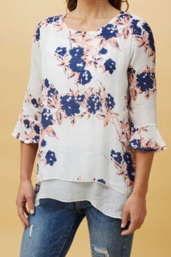 RUMI DOUBLE LAYER FLORAL TUNIC TOP 22 RUMI DOUBLE LAYER FLORAL TUNIC TOP -Femme Connection Sales 1987d181b9e2979cb1b762547affcccf