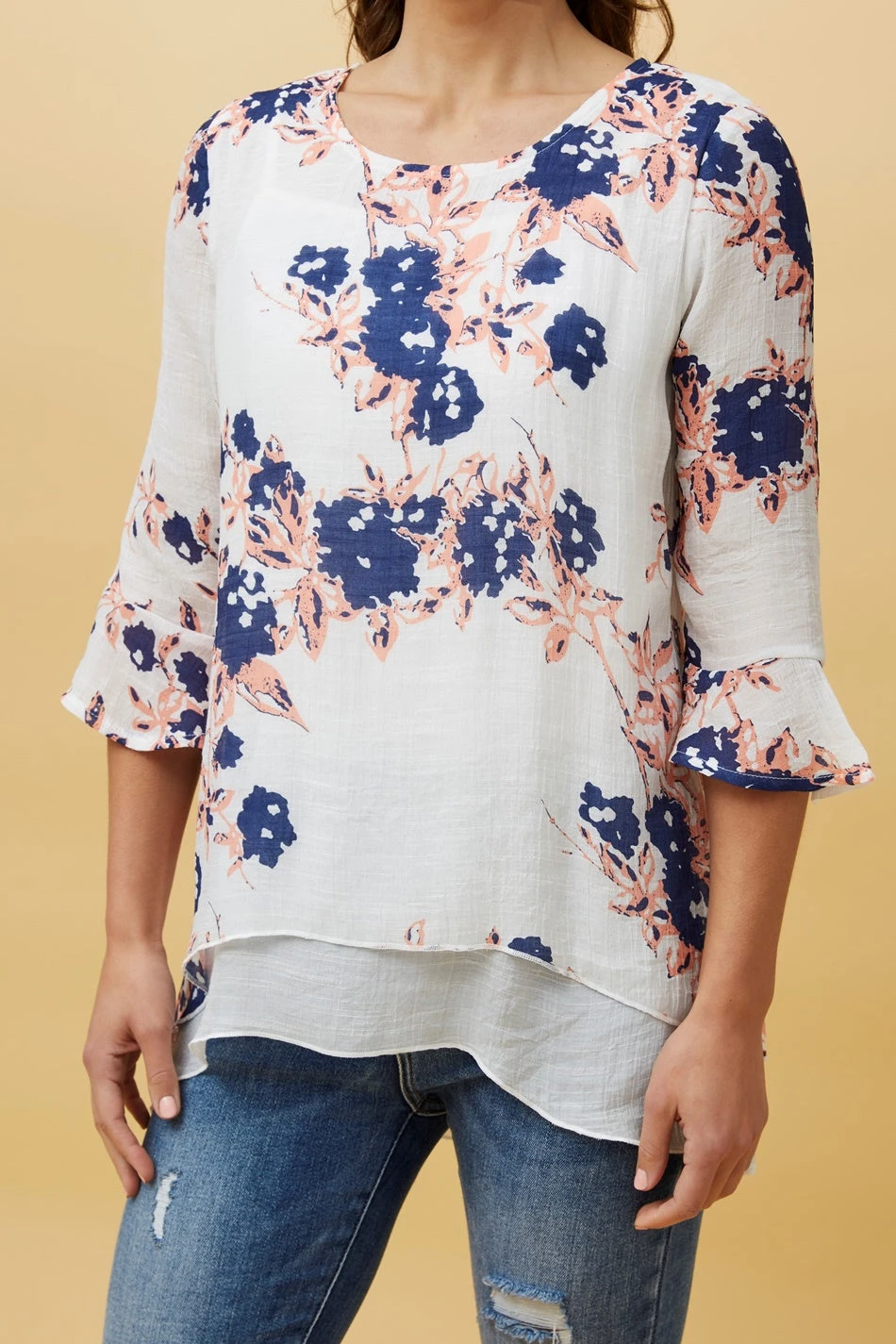 RUMI DOUBLE LAYER FLORAL TUNIC TOP 9 RUMI DOUBLE LAYER FLORAL TUNIC TOP - Image 7