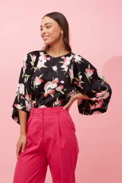 SAFFRON WIDE SLEEVE FLORAL BLOUSE -Femme Connection Sales 1bc405f0919ab1d37ba63a53a5525bcb