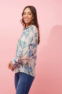 BELLE LONG BALLOON SLEEVE FLORAL SHIRT -Femme Connection Sales 1d1a06256c4e9b177dca4e325fb63cf1