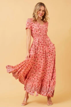 MIA FLORAL BOHO MAXI DRESS