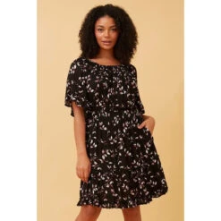 GRETA LEAF PRINT SHORT DRESS -Femme Connection Sales 200f66e358390f6c544f64bc4a291133