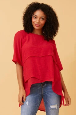 DOUBLE LAYERED ASYMMETRICAL HEM TOP