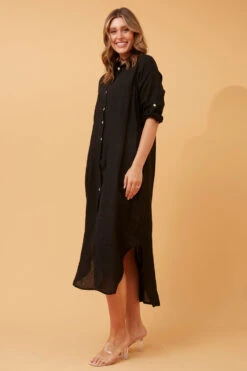 KIMMY BUTTON FRONT LINEN SHIRT DRESS -Femme Connection Sales 21219d2deee882c325bf2561ff9da535