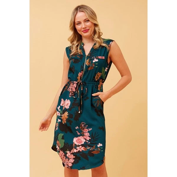 AMY FLORAL ZIP FRONT DRESS 10 AMY FLORAL ZIP FRONT DRESS - Image 8