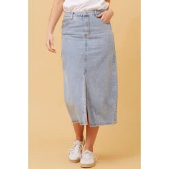 NAT DENIM MIDI SKIRT -Femme Connection Sales 225d13b7a142c1f1d389fde41c73bdc8