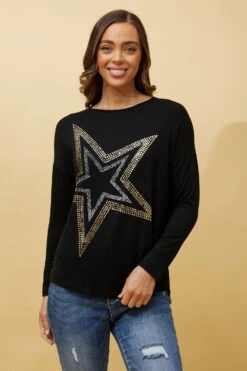 EVA LONG SLEEVE STAR PRINT TOP 24 EVA LONG SLEEVE STAR PRINT TOP -Femme Connection Sales 23130719ff013685cc053b8730b25dee