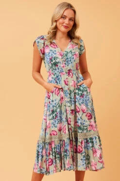 Stella MOROCCO FLORAL BOHO MIDI DRESS -Femme Connection Sales 23784c7a6a06dea6ca375060e9f72d68