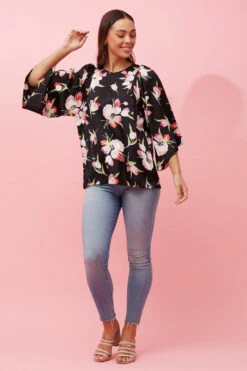SAFFRON WIDE SLEEVE FLORAL BLOUSE -Femme Connection Sales 246d91ae792044fdc91dd2b744272b15