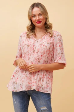 POSIE PLEATED FLORAL TOP -Femme Connection Sales 2873d7ef6f6f9cf64ab110686f2be538
