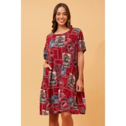 VINE ABSTRACT PRINT SHIFT DRESS -Femme Connection Sales 288ceea44e8091fa19d002ed689a80dd