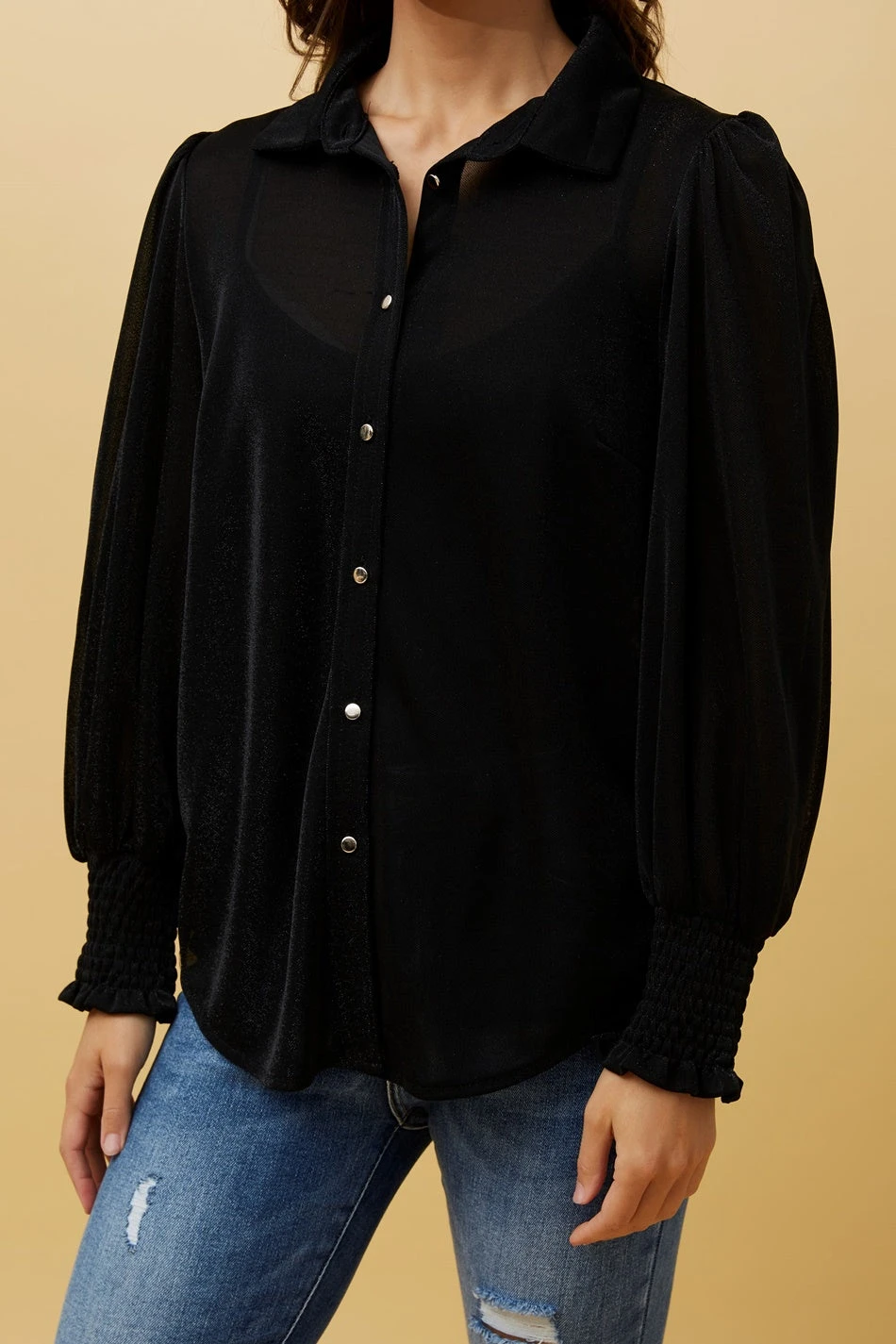 BESSIE LONG BALLOON SLEEVES GLITTER SHIRT 7 BESSIE LONG BALLOON SLEEVES GLITTER SHIRT - Image 5