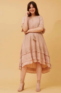 BRIANNA LACE TRIM MIDI DRESS -Femme Connection Sales 2acacdc48ff8e46b783c20835b9afe56