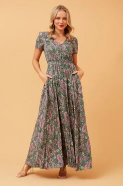 MEGAN PAISLEY BOHO MAXI DRESS -Femme Connection Sales 2b3607311154596e55206c12a9707c44