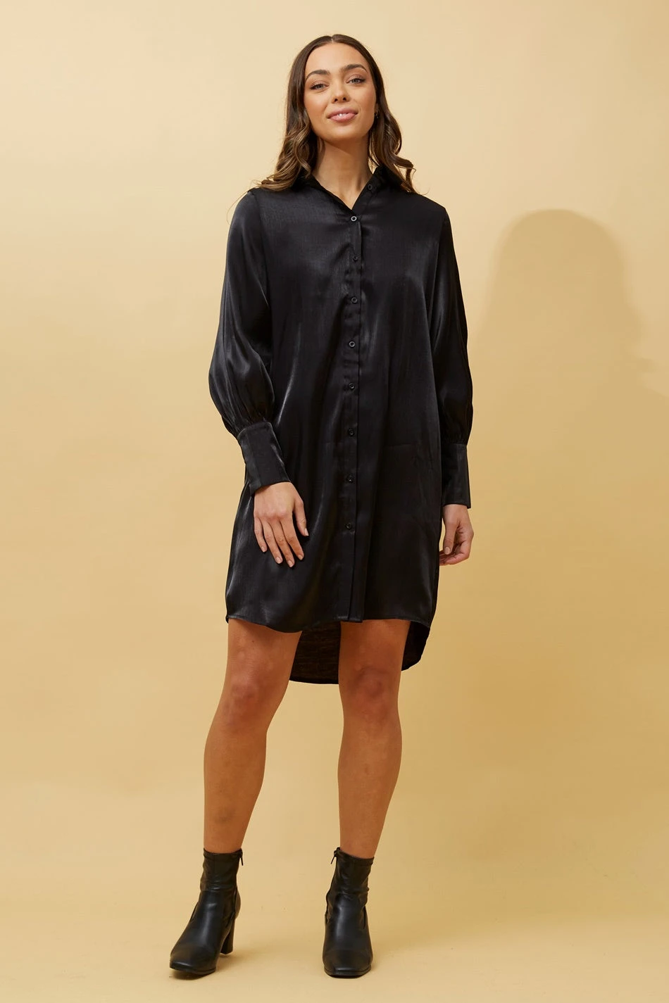 GERTIE SATIN SHIRT MIDI DRESS 3 GERTIE SATIN SHIRT MIDI DRESS