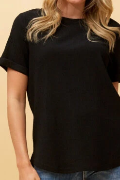 MISTY SHORT SLEEVE TEXTURED TOP -Femme Connection Sales 2c27fdab8eda258188d17f2aad6d5516