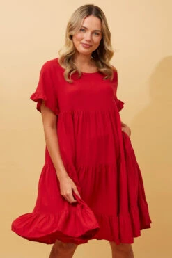 KELLY TIERED LINEN SHORT DRESS -Femme Connection Sales 2d2b78b2addf9c4d85ecb03122e3b16a