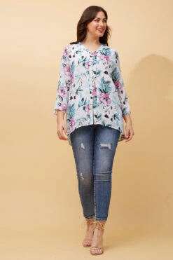 RUBY FLORAL BUTTON FRONT TOP -Femme Connection Sales 2e40340183043dc0948f27ba32bc1810
