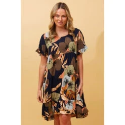 KELLY TROPICAL PRINT SHORT DRESS -Femme Connection Sales 2e5c54ca9a27c803c43d7a74b088b558