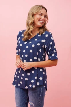 KENDRA POLKA DOT BUTTON DETAIL TOP -Femme Connection Sales 2f7f289a7fa7ef239c52ac249cabb28a